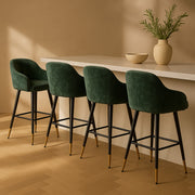 Zurich Modern Velvet Padded Bar Stool Chair with Black Metal Legs