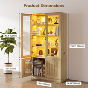 Display Cabinet with Glass Doors, Adjustable Shelves & LED Lights, Home Office
