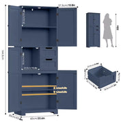 Kitchen Pantry Cabinet Tall Storage 4 Door 2 Drawer Shelves Organizer White Unit