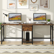 200 cm Extra Long Computer Desk, Double Writing Table Study Desk with 2 Drawers