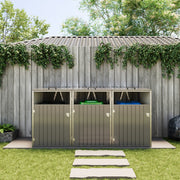 Triple Wheelie Bin Storage Metal Store Cover Garden Rubbish Dustbin 3 Sheds Grey