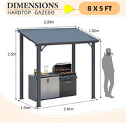 Aluminium Lean to Gazebo Outdoor Metal Harodtop Wall-Mounted Heavy Duty Pergolas