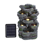 Outdoor Garden Water Feature Solar Powered Cascade Water Fountain With LED Light