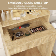 Modern Dressing Table Stool Set with LED Lights Mirror Vanity Makeup Desk Drawer