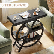 Industrial End Table for Living Room, 3-Tier Narrow Sofa Side Table with Storage