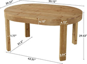 55'' Solid Wood Oval Dining Table Farmhouse Kitchen Dinner Table for 4-6 Person