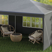 6m x 3m Garden Gazebo Marquee Canopy Party Tent Canopy Patio Dark Grey Outsunny