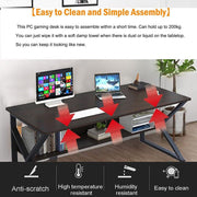 K-Shaped Computer Desk With Shelves Gaming Laptop Table Workstation Home Office
