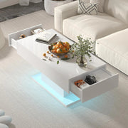 High Gloss LED Coffee Table Cocktail Center Table Modern Living Room Rectangle