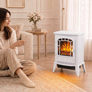 Freestanding Electric Fireplace Stove with LED Flame, 2000W, White