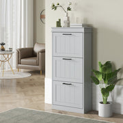 Slim Shoe Storage Cabinet with 3 Flip Drawers for Entryway, Grey
