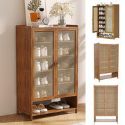 2 Door 7 Tier Shoe Storage Cabinet Rack Stand Cupboard Footwear Home UK NEW