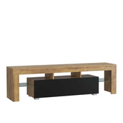 TV Unit TV Stand Cabinet Sideboard Storage Oak Black Matt Media Console 160cm