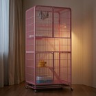 Cat Cage Wheels Metal Wire Cat Kennel Easy Pet Care Housing
