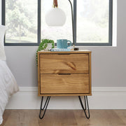 Industrial Wooden Bedside Cabinet End Side Tables Nightstand Storage 2 Drawer