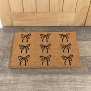 Black Bow Detail PVC Backed Coir Doormat 60cm x 40cm Christmas Ribbon Doormat
