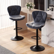 Faux Leather Bar Stools, Swivel with Backrest & Footrest, Set of 2