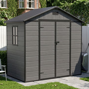 8x4FT Garden Shed Plastic Tool Bike Storage House with Lockable Doors & Floor UK