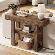 105cm Farmhouse Console Table, 2-Tier Narrow Wooden Entryway Table for Hallway