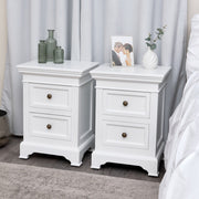 Pair of White Two Drawer Bedside Tables bedroom furniture storage farmhouse