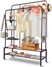 Heavy Duty Clothes Rail 120Kg Load Sturdy Clothes Rack with Shelfs & Shoe Rack