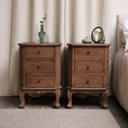 Pair Of 2 Dark Wood 3 Drawer Bedside Table bedroom furniture