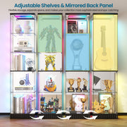 Corner Display Cabinet with Glass Doors Lockable 5-Tier RGB Figures Collectables