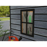 5X3FT Plastic Garden Shed Pent with Floor Window Lockable Door Wood Grain Grey