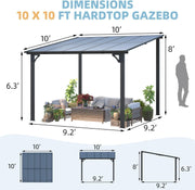 3 x 3m Wall Mounted Pergola Outdoor Aluminium Gazebo Patio Lean to Awning Deck