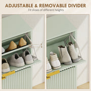 Slim Shoe Storage Cabinet with 4 Flip Drawers for Hallway, Light Green