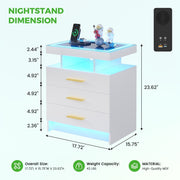 Smart LED Bedside Cabinet with Wireless Charging Station & Motion Sensor Lights