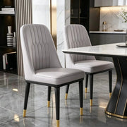 Set of 2 Dining Chairs PU Leather Padded Seat Metal Legs Home Kitchen Office