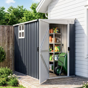 4 x 6ft Lean to Garden Storage Shed with Window, Dark Grey