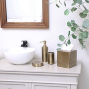 Brass Gold Textured Metal Tissue Box Holder Cover Case Metallic Antique Shiny