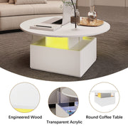 LED Coffee Table with 2 Drawers Cocktail Sofa Center Table for Living Room