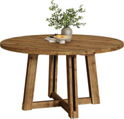 120CM Solid Wood Round Dining Table Modern Circle Kitchen Table for 4-6 People