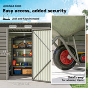 Outsunny 6 x 4FT Galvanised Metal Garden Shed with Lockable Door, Grey