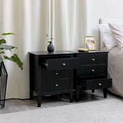 Pair of 3 Drawer Bedside Tables Hales Black Range Bedroom Furniture Set