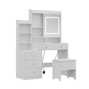 Dressing Table With 5 Drawers LED Mirror Set Makeup Desk Vanity Table Bedroom