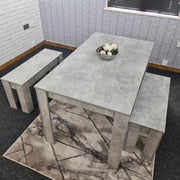 Grey kitchen Dining Table and 2 Benches setof 4 space saver dining room