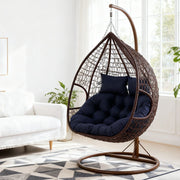 Egg Chair Cushion Double Head Rest Pillow Outdoor Garden Filled Water Resistant