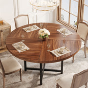 Modern Round Dining Table for 4-6, 120cm Circle Kitchen Table, Wood Dinner Table