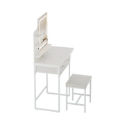 Dressing Table With Drawer LED Mirror Stool Set Makeup Desk Vanity Table Bedroom