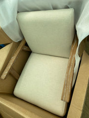 Gallery Neyland Natural Linen Armchair Beige Solid Wood Frame Living Room Chair