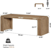 70.9-Inch Long Executive Desk, Modern Wooden Office Computer Desk Writing Table