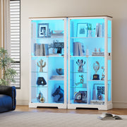 7-Tiers Tall Display Cabinet with Glass Doors & 3-Colour LED Lights for Figures