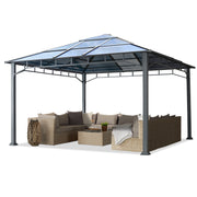 4x4 m Garden Gazebo outdoor pavilion aluminium frame hardtop polycarbonat roof