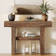 105cm Farmhouse Console Table Narrow Wood Entryway Table w/ Storage for Hallway