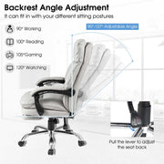 Office Desk Chair Ergonomic Padded Reclining Chair w/ Footrest-White