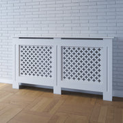 Large Radiator Cover Modern White Painted Cross Grill Wood Wall Cabinet Home UK